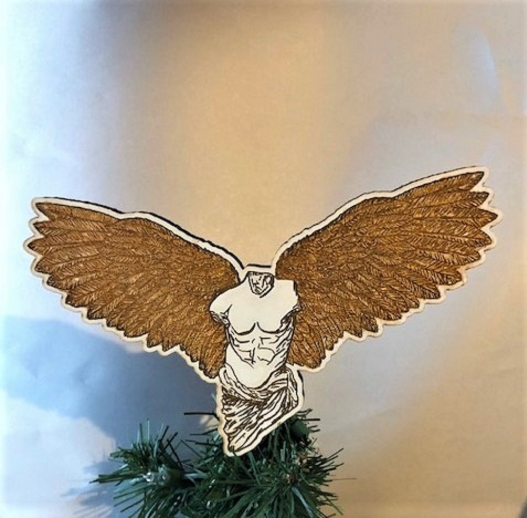 Male Angel Tree Topper, Male Angel Topper, Wood Male Angel Tree Topper