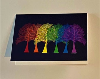 Gay Pride Card, Gay Pride Note Cards, Pride Cards, Rainbow Greeting Card, Rainbow Thank You Card, Gay Card, Gay Note Cards,Rainbow Tree Card