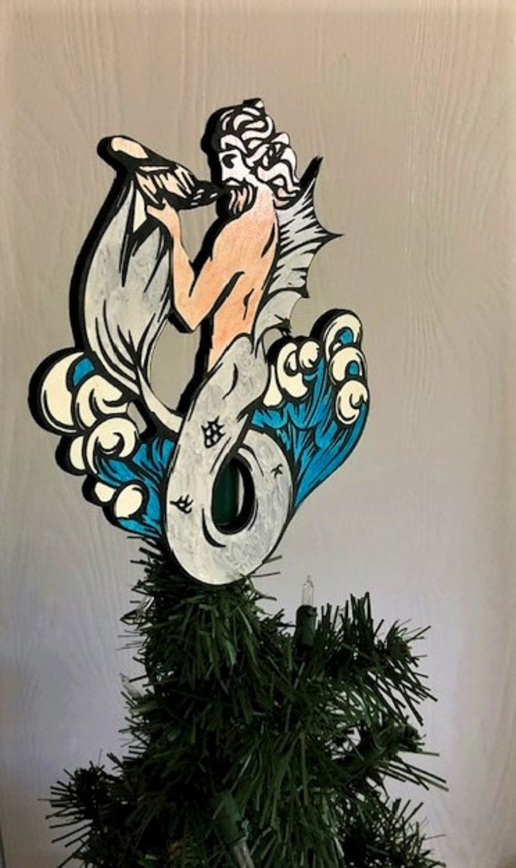 Merman Angel Tree Topper Merman Tree Topper, Male Mermaid Tree Topper, Merman Christmas Ornament ...
