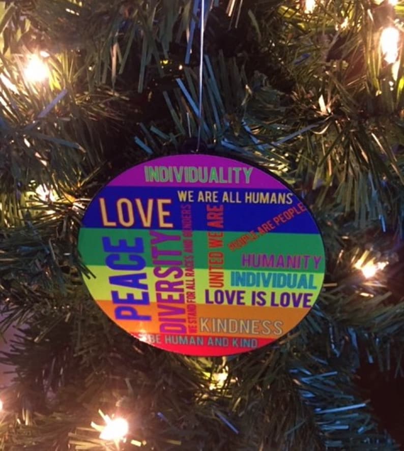 Diversity Ornament Peace and Love Ornament Gay Pride Etsy