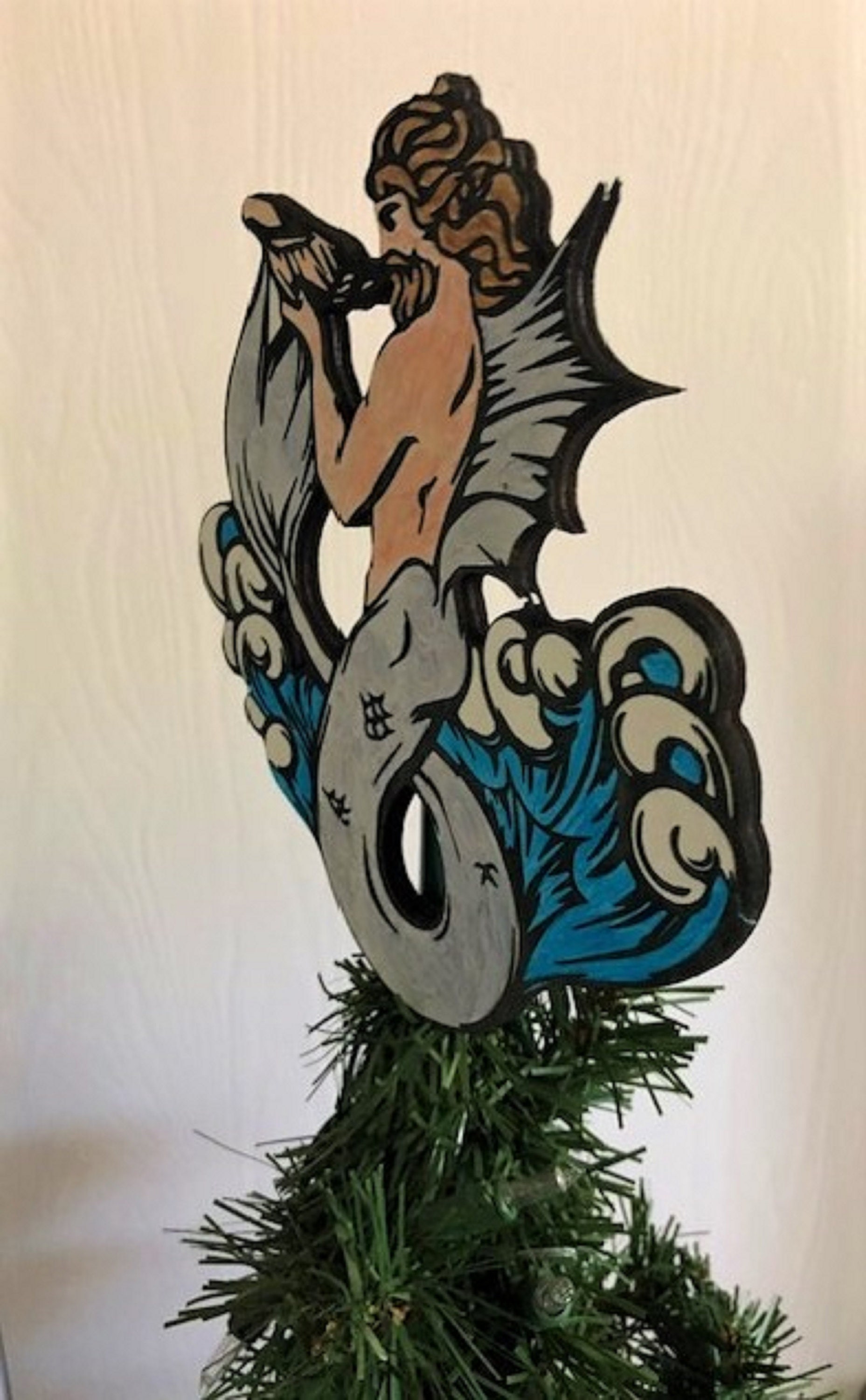 Merman Tree Display Merman Tree Topper, Male Mermaid Tree Topper, Merman Christmas Ornament ...