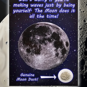 Carte de poussière de lune avec de la VÉRITABLE POUSSIÈRE DE MÉTÉORITE lunaire dessus ! (format A5)