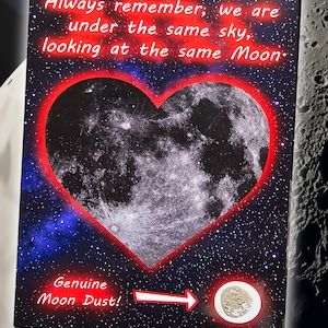 Carte de poussière de lune avec de la VÉRITABLE POUSSIÈRE DE MÉTÉORITE lunaire dessus ! (format A5)
