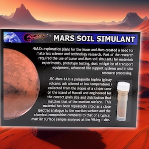Mars Soil Simulant as used by NASA - Vial Mounted on a Colour Infocard