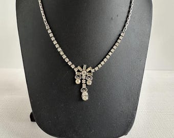 Art deco strass choker ketting kristal drop sterling sluiting vintage bruids