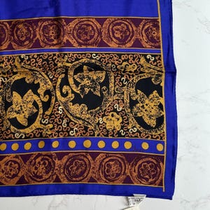 Vintage Vera Neumann Purple, Black & Burgundy Medallion Silk Scarf - 28&quot; Square New with Tags