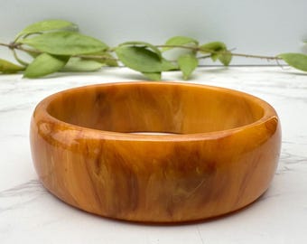 Lot De 3 Bracelets Joncs Art Déco En Bakélite Couleur Butterscotch/Ambre - Vintage, Ancien