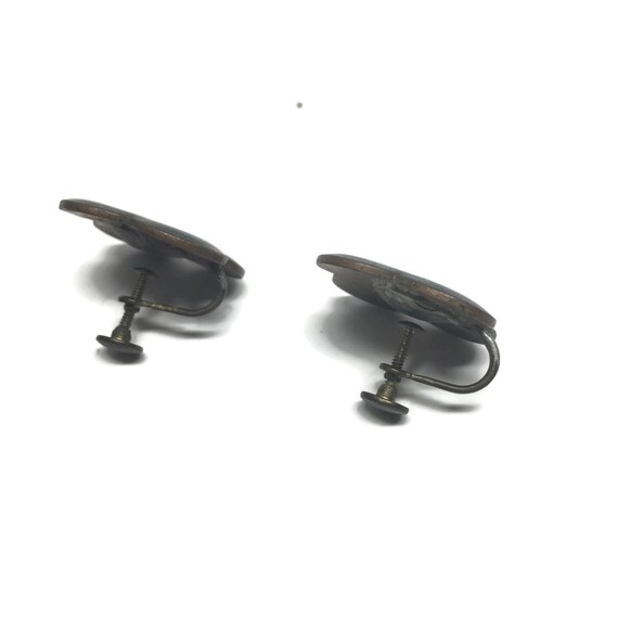 Boutons De Manchette Vintage Années 50-60 - Laiton Et Cuivre émaillé - Style Mid Century Modern - Référence 92916