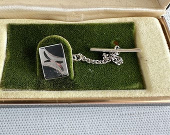 Pin de corbata vintage Foster's Fine Jewelry chapado en oro, nuevo, sin usar, en caja.