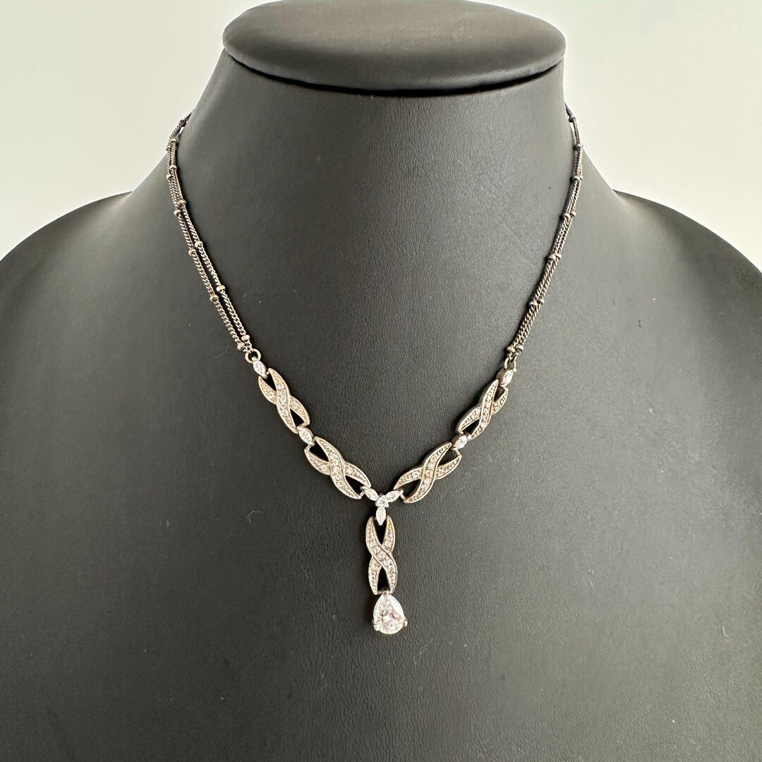 Art Deco Paste Rhinestone Navette Link Lariat Drop Necklace 1920s - Etsy