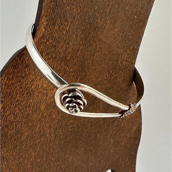 Sterling Silver Pinecone Bangle, Nature Inspired … - image 5
