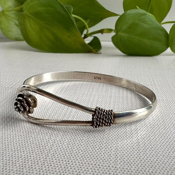 Sterling Silver Pinecone Bangle, Nature Inspired … - image 8