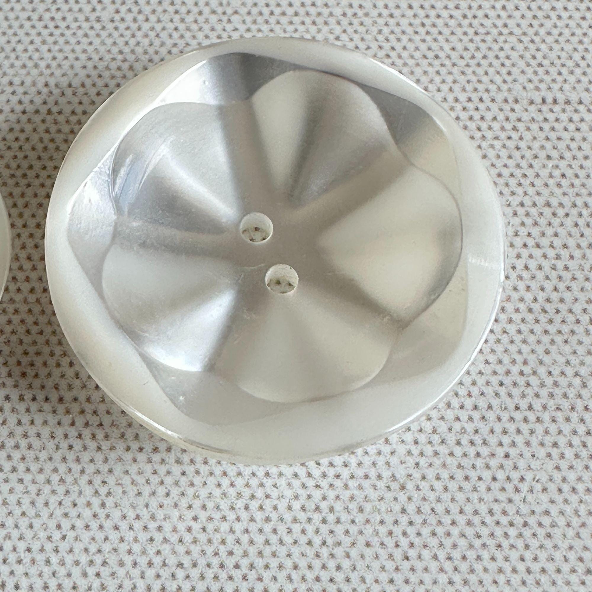 Vintage White Buttons Set of 2 1 1/4