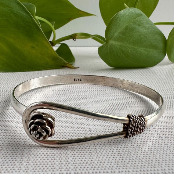 Sterling Silver Pinecone Bangle, Nature Inspired … - image 1