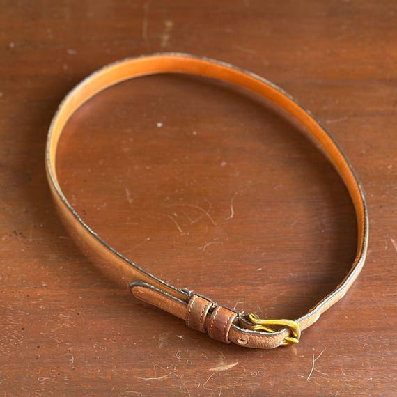 Coach Brown Leather Belt: Glove Tanned, Gold Buckle (26