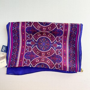 Vintage Silk Scarf: Honey Brand, Purple Fuchsia Baroque Print