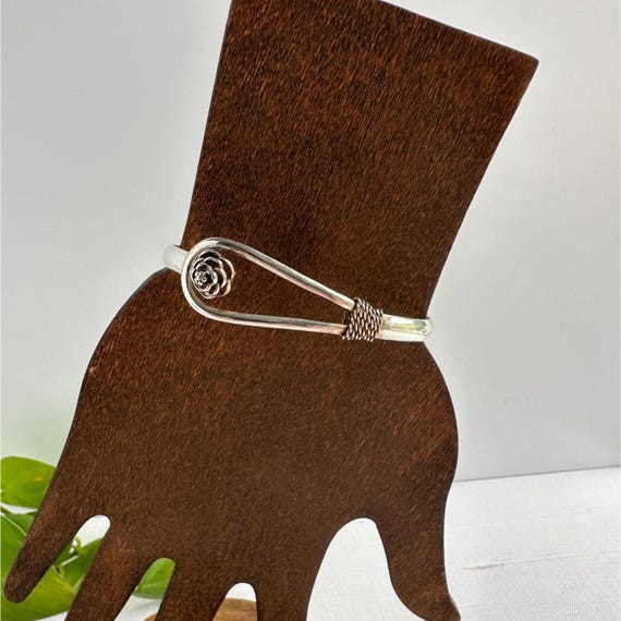 Sterling Silver Pinecone Bangle, Nature Inspired … - image 3