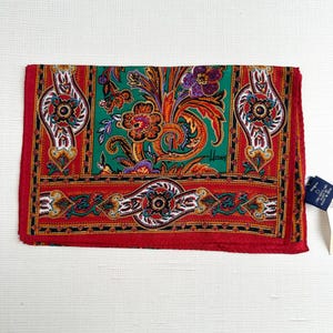 Vintage Silk Scarf Honey Japan NWT Green Red Floral 10x50, Long Paisley Designer Scarf, Boho Gift Accessory for Her