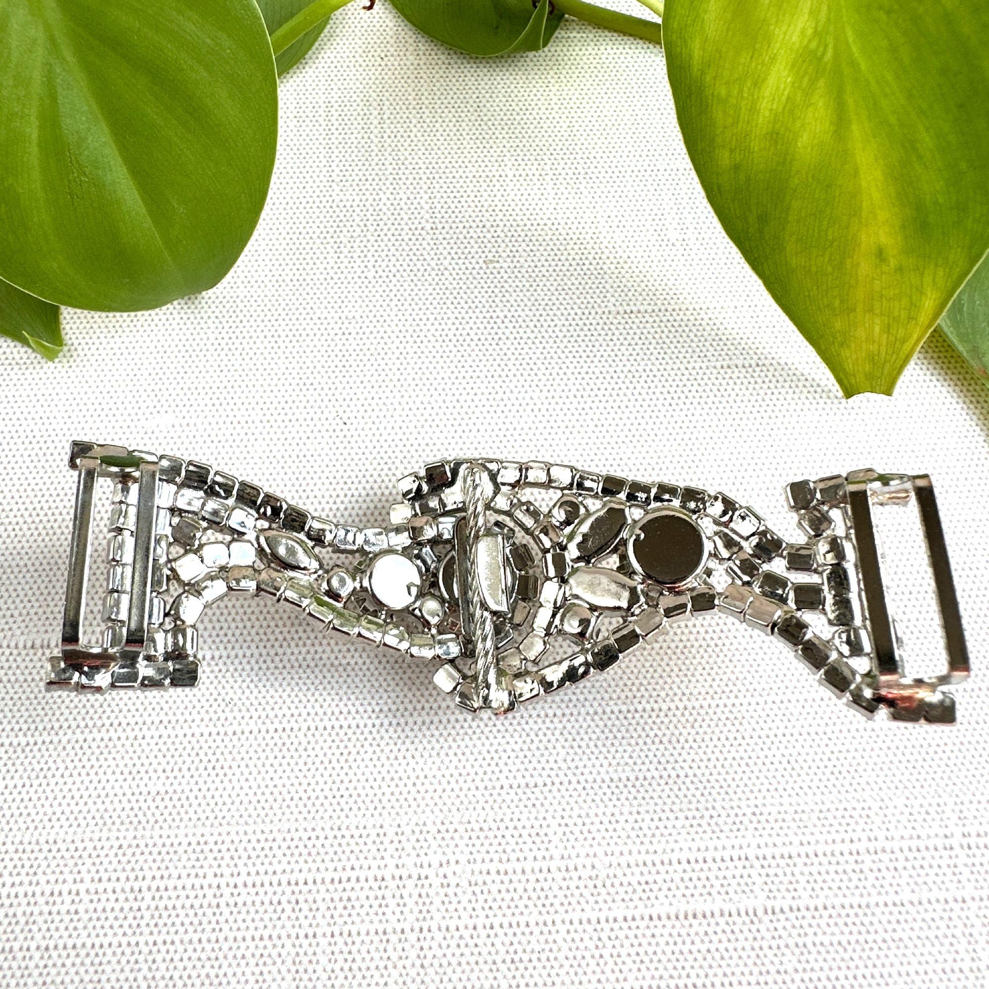 1940s Rhinestone Sash Buckle Belt Buckle -sash Buckle-scarf Holder Vintage Rhinestone  main image 4