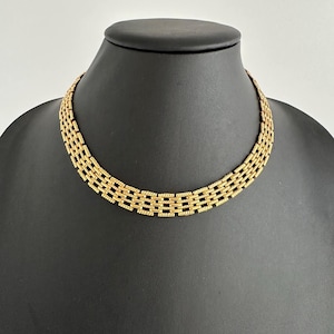 Gargantilla vintage Napier con diseño de cesta tejida en tono dorado, 45 cm (18 pulgadas), década de 1980.