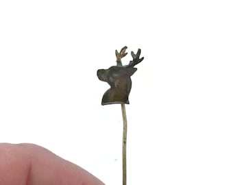 Vintage Brass Deer Antler Stick Pin: Costume Hat Jewelry