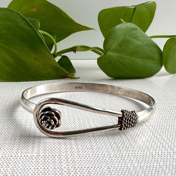 Sterling Silver Pinecone Bangle, Nature Inspired … - image 9