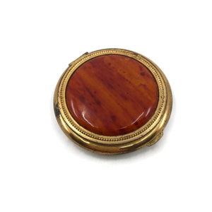 Vintage Refillable Pressed Powder Compact 1960&#39;s, Loose Powder Compact, Vintage Face Powder Compact, Make Up Compact Faux Wood Accent