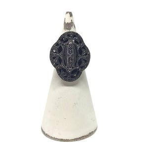 Sterling Silver and Marcasite Statement Ring Size 7, Silver Statement Ring, Cocktail Ring, Vintage Ring, Openwork Sterling Ring