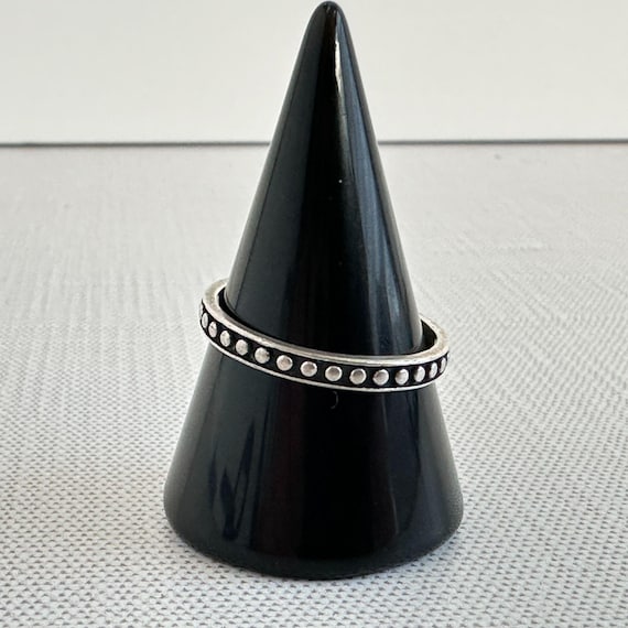 Sterling Silver Stacker Ring with Dotted Design S… - image 1