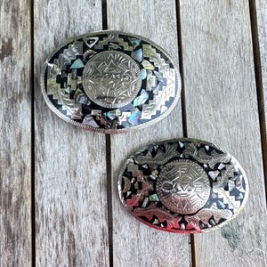 Vintage Womens Belt Ornate Silver Abalone Shell Mosaic Elastic Cinch Waist Large Abalone Shell Belt - Etsy main image 4