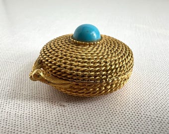 Vintage Estée Lauder Youth Dew Solid Perfume Compact Rope Turquoise