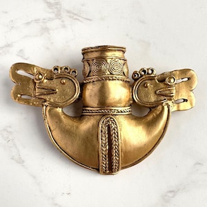 Vintage 銅真鍮 古代マヤ／アステカ文化 ペンダントヘッド Pre