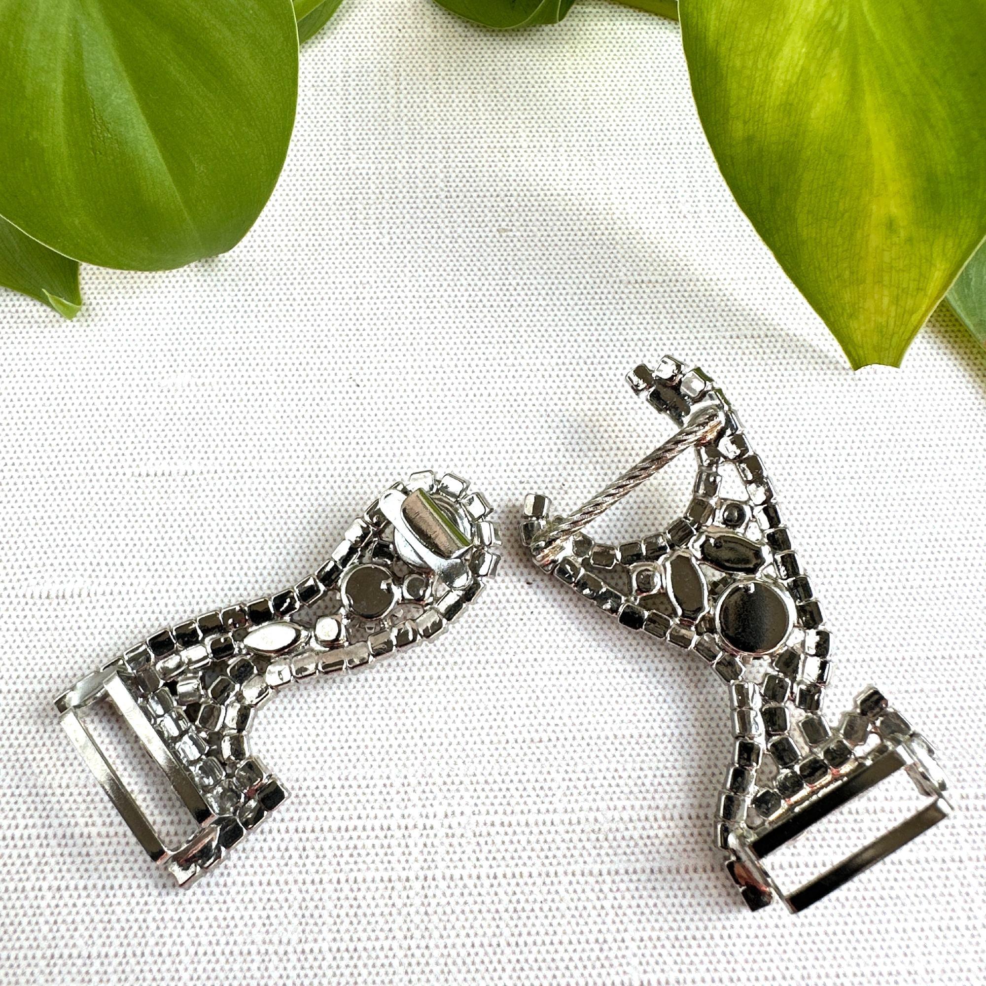1940s Rhinestone Belt Buckle: Art Deco Bridal Sash Accessory  display picture 2