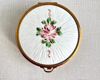 Vintage Evans Compact Guilloche Enamel Rose Gold Mesh Powder Case Repair