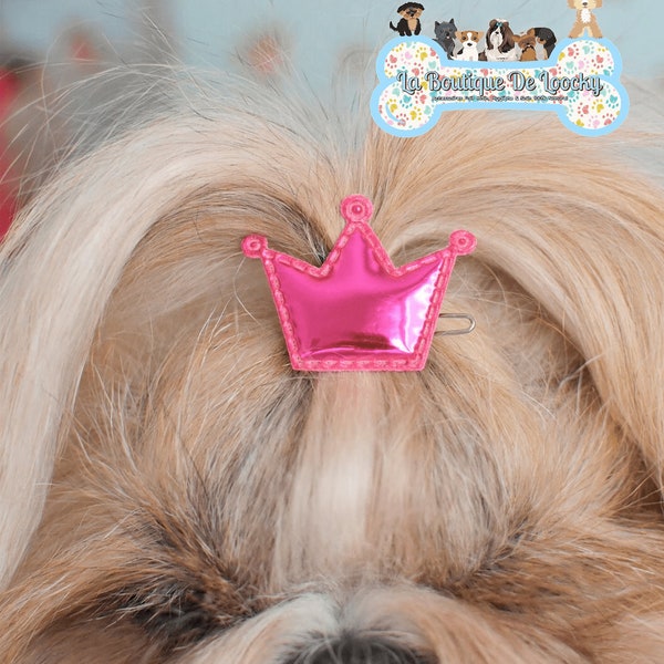 Pasador Corona Para Perro, Perra Pelo Largo / Color a Elegir, Accesorio Shih Tzu, Yorkshire, Lhasa Apso, Para TOP KNOT