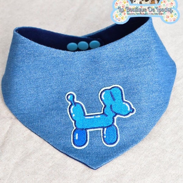 Bandana En Jean Motif Chien Pour Chien Et Chat / Avec Ou Sans Noeud Assorti