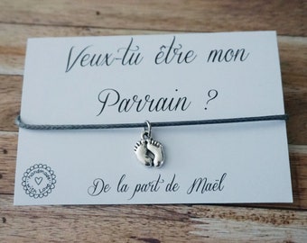 Bracelet demande parrain - veux tu être mon parrain? - cadeau parrain - Super parrain - cadeau baptème naissance -personnalisé papi tonton