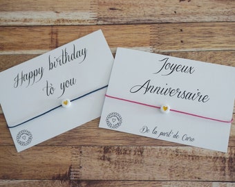 Bracciale a cuore - buon compleanno - 20 anni 30 anni 50 anni 60 anni - biglietto d'auguri amicizia protezione fortuna amore