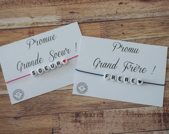 Bracelet soeur - bracelet frère - annonce grossesse bébé - futur grand frère - future grande soeur - promue grande soeur - promu grand frère
