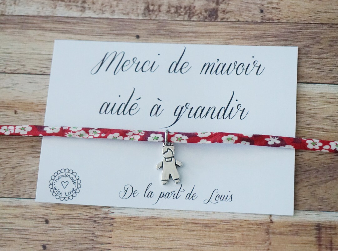 Bracelet liberty Merci de m'avoir aidé à grandir cadeau maîtresse