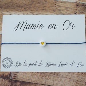bracelet Mamie en or - bracelet personnalisé prénom enfant - mamie qui déchire - mamie on t'aime - fête des grands-mères - cadeau noël