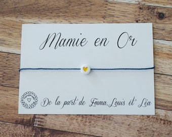 Grandma gold bracelet - personalized bracelet with child's name - awesome grandma - we love you grandma - Grandparents' Day - Christmas gift