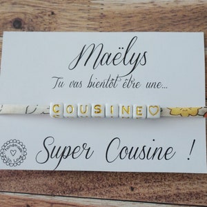 bracelet cousine - annonce grossesse bébé - bracelet liberty personnalisable - cadeau cousine