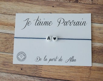 Bracelet Parrain - je t'aime parrain - cadeau parrain personnalisé - Super parrain - papa papi parrain tonton