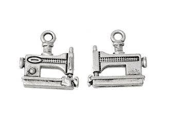 SET of 3 charm machine sewing seamstress sewing Silver (A15)