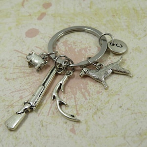 Hunting hunter key ring - hunting dog key ring - dad brother gift - Forest animals deer roe deer wild boar