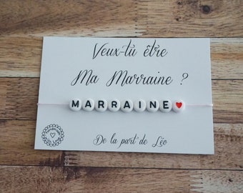bracelet Marraine - bracelet personnalisé - demande marraine - baptème - annonce grossesse bébé - marraine je t'aime