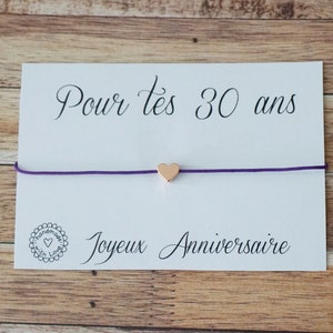 Bracelet anniversaire - joyeux anniversaire 30 ans 20 ans 40 ans 50 ans 60 ans- birthday bracelet happy birthday wish