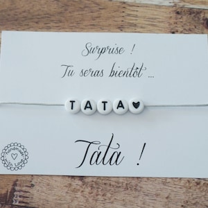 bracelet future tata - future tatie - annonce grossesse bébé - bracelet perle - future mamie marraine