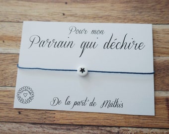 Bracelet Parrain qui déchire - cadeau parrain - Super parrain - carte anniversaire personnalisé papa papi parrain tonton